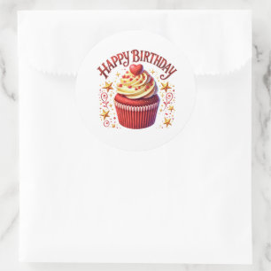 Geburtstagsaufkleber für Cupcakes Runder Aufkleber