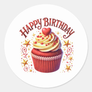 Geburtstagsaufkleber für Cupcakes Runder Aufkleber