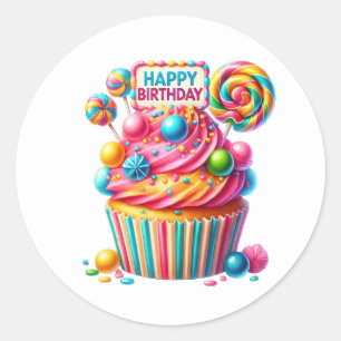 Geburtstagsaufkleber für Cupcakes Runder Aufkleber