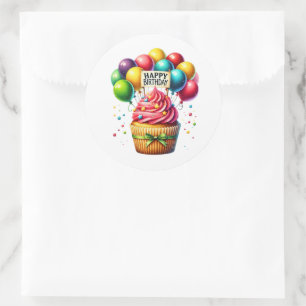 Geburtstagsaufkleber für Cupcakes Runder Aufkleber