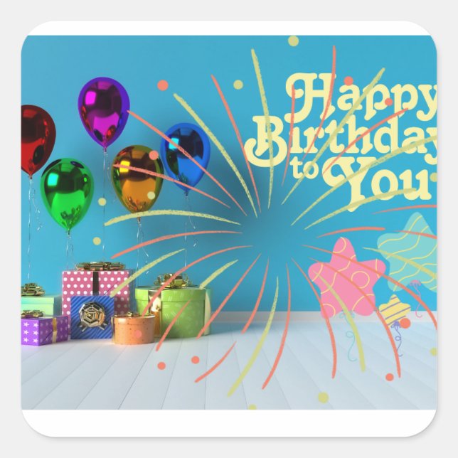 Geburtstagsaufkleber Quadratischer Aufkleber (Vorderseite)