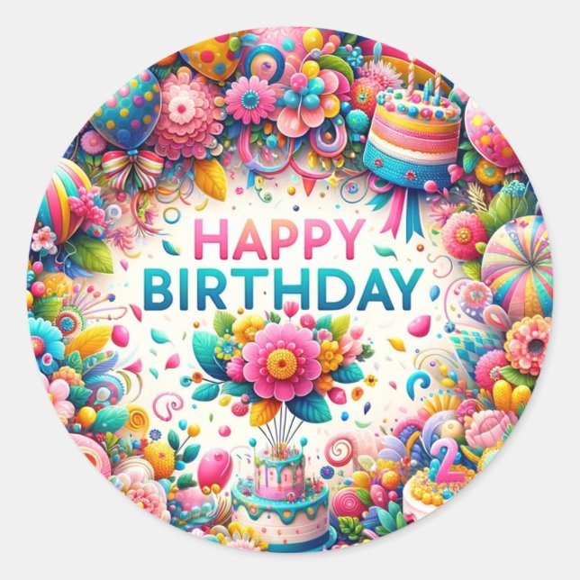 Geburtstagsaufkleber Runder Aufkleber (Vorderseite)