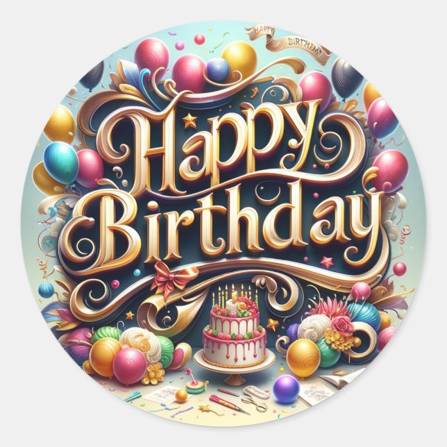 Geburtstagsaufkleber Runder Aufkleber (Vorderseite)