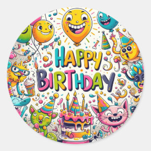 Geburtstagsaufkleber Runder Aufkleber