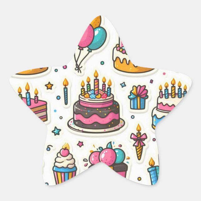 Geburtstagsaufkleber" Stern-Aufkleber (Vorderseite)
