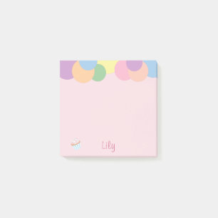 Geburtstagsbälle mit Namen und Cupcake Post-it Klebezettel