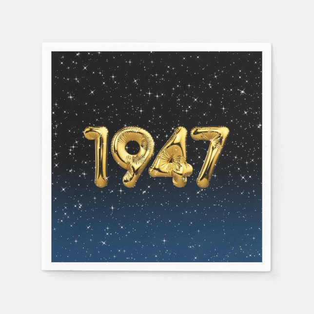 Geburtstagsballons 1947 in Stars Napkins Serviette (Vorderseite)