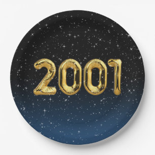 Geburtstagsballons 2001 In Sternen Papierplatte Pappteller