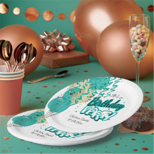 Geburtstagsballons - Aquamarin Pappteller