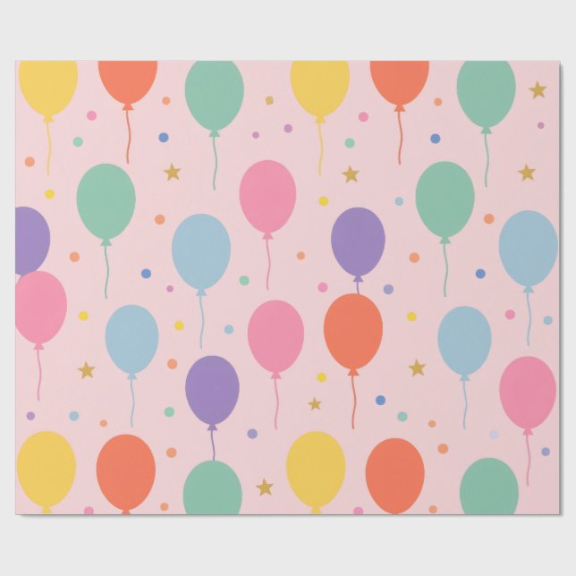 Geburtstagsballons Geschenkpapier (Flach)