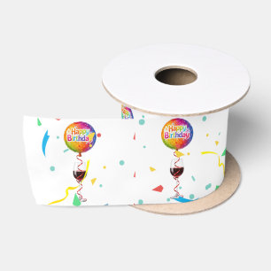 Geburtstagsballons mit rotem Wein Satinband