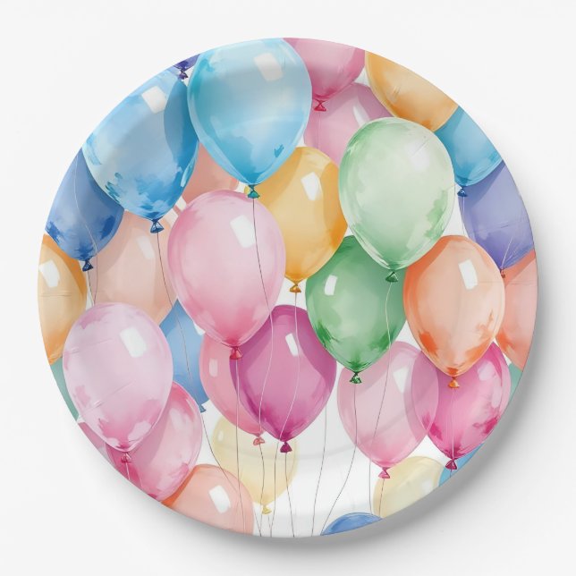 Geburtstagsballons Pappteller (Vorderseite)