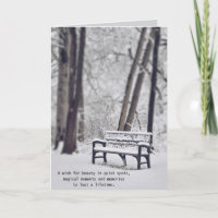Geburtstagsbank im Winterwald