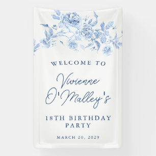 Geburtstagsbanner 18. Geburtstagsparty Blue Floral Banner