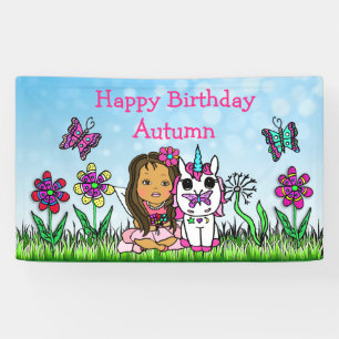 Geburtstagsbanner Einhorn und Fee Banner