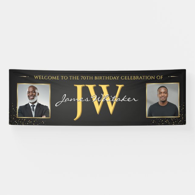 Geburtstagsbanner mit individuellen Initialen, Sch Banner (Horizontal)
