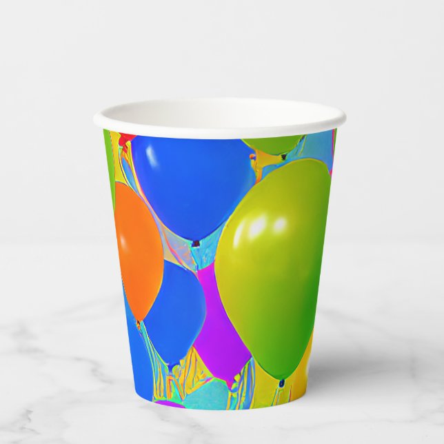 Geburtstagsbecher mit Ballondesign Pappbecher (Vorderseite)