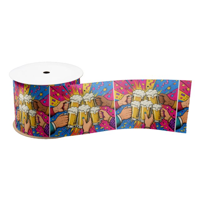 Geburtstagsbier Prost Pop Art Satinband (Spule)