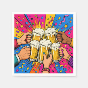 Geburtstagsbier Prost Pop Art Serviette