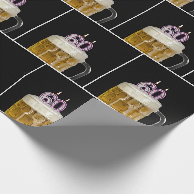 Geburtstagsbier-Tasse mit Kerzen Geschenkpapier (Ecke)