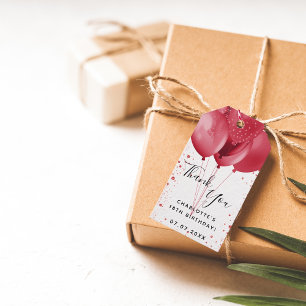 Geburtstagsblasen mit weißem Glitzer vielen Dank Geschenkanhänger