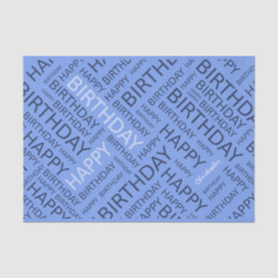 Geburtstagsblau typografisch personalisiert seidenpapier