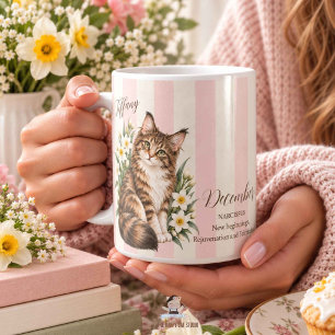 Geburtstagsblume Dezember Narzisse und Katzenbraut Kaffeetasse