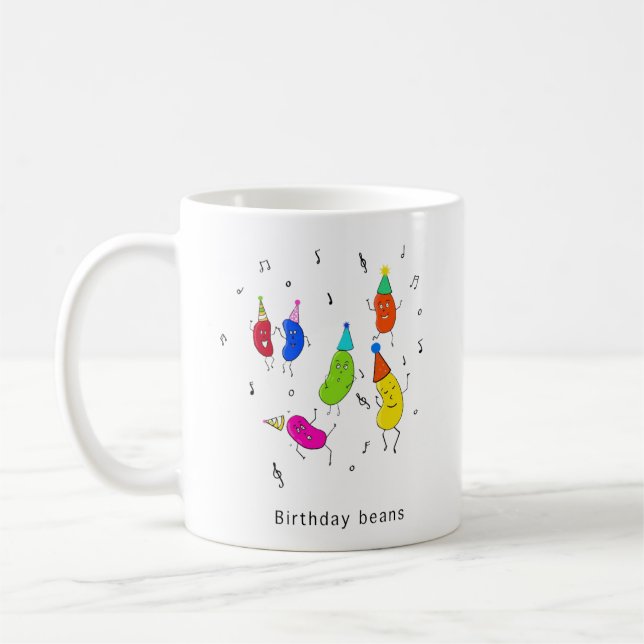 Geburtstagsbohnen-Geschenk, süße Geburtstagsüberra Kaffeetasse (Links)