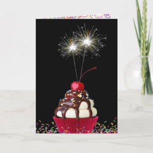 Geburtstagscupcake mit Funken Karte