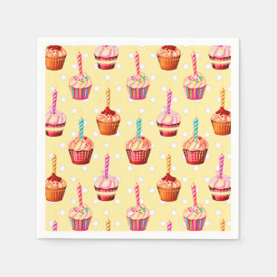 Geburtstagscupcakes und Punkte Serviette