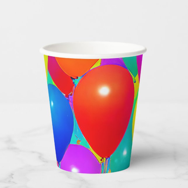 Geburtstagscups mit Balloondesign Pappbecher (Vorderseite)