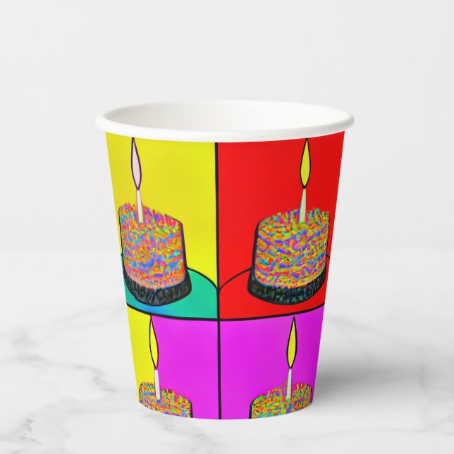 Geburtstagscups mit Cake Design Pappbecher (Vorderseite)