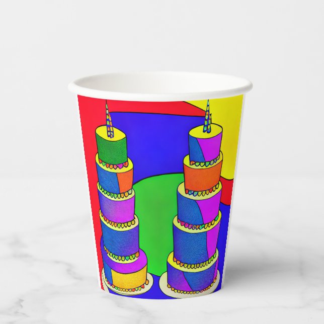 Geburtstagscups mit Cake Design Pappbecher (Vorderseite)