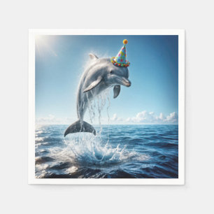 Geburtstagsdelphin aus dem Wasser springen Serviette
