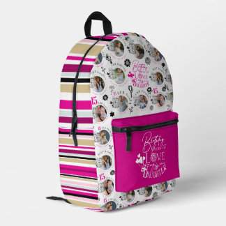 Geburtstagsdesign für Tochter als Fotocollage Bedruckter Rucksack