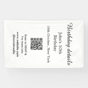 Geburtstagsdetails 10. Geburtstag Scan QR Website Banner