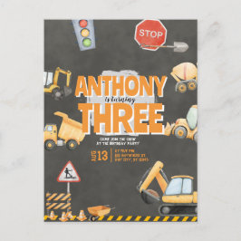 Geburtstagseinladung Bauarbeiter/Themenparty Postkarte