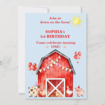 Geburtstagseinladung Bauernhoftiere 1. Geburtstag 