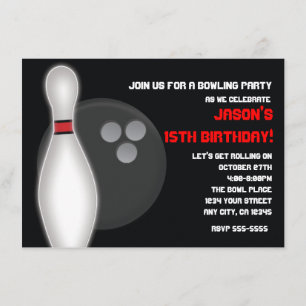 Geburtstagseinladung Bowling Bowl für Jungen oder  Einladung