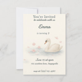 Geburtstagseinladung der Schwanenprinzessin Einladung