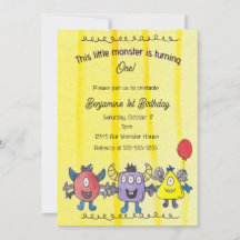 Geburtstagseinladung Drei kleine Monster - Whimsic