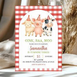 Geburtstagseinladung Farm-Party Gingham Einladung