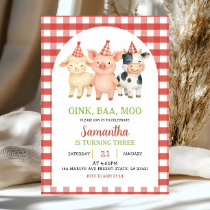 Geburtstagseinladung Farm-Party Gingham Einladung