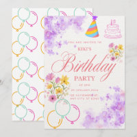 Geburtstagseinladung Floral Elegant & Bunt
