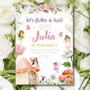 Geburtstagseinladung Florale Fee, Gartenmädchen  Einladung