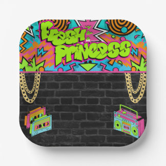 Geburtstagseinladung Fresh Princess 90er Pappteller
