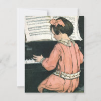 Geburtstagseinladung für ein Mädchen am Klavier im
