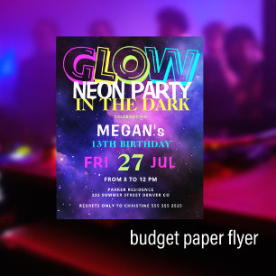 Geburtstagseinladung für eine preiswerte Neon-Glow Flyer