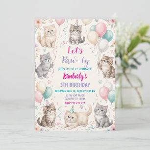 Geburtstagseinladung für Katzen Kitten-Party Pawty Einladung