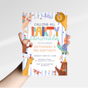 Geburtstagseinladung für Kinder - Party Animals Einladung